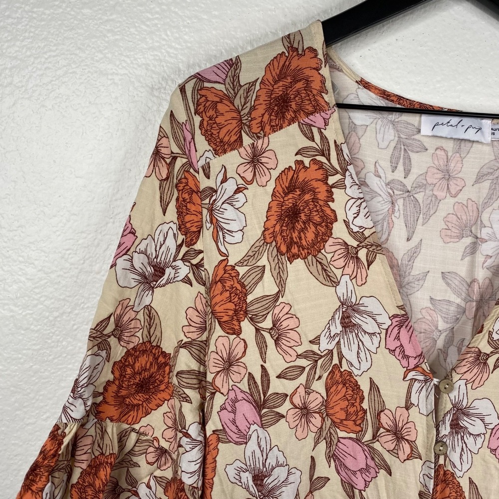 Petal & Pup Fraser Floral Maxi Dress Cream Orange Pink Women's Size 10 Boho - Picture 5 of 15